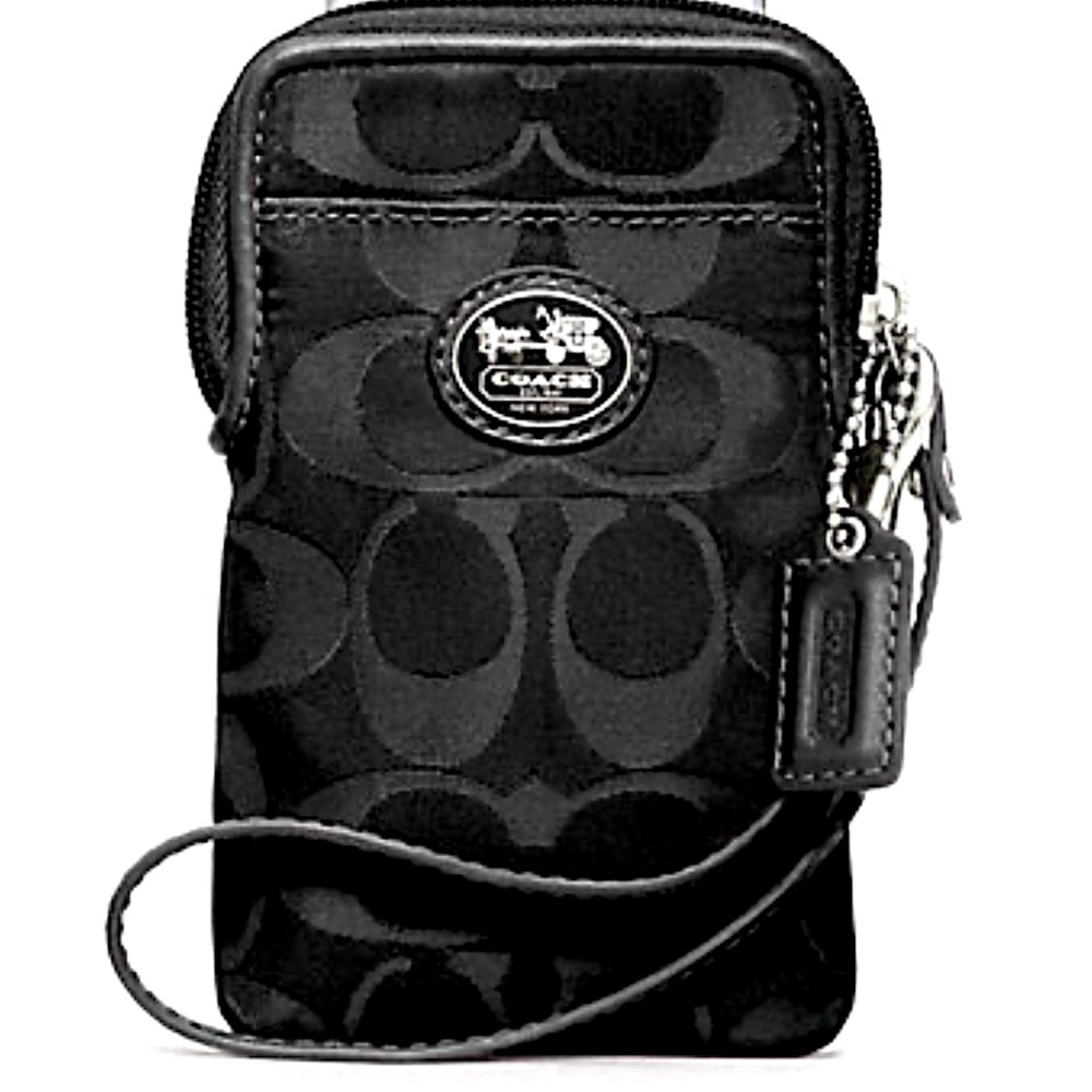 Coach Sutton wristlet with leather strap